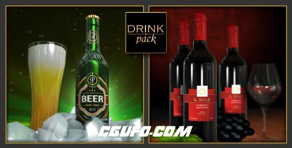 8020红酒饮料产品宣传视频动画ae模版,drink pack 2-in-1